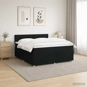 vidaXL Postelja boxspring z vzmetnico Črna 160 x 200 cm Blago
