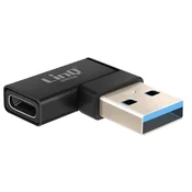 LINQ LinQ, Adapter USB-C na USB-A moški pod kotom levo za polnjenje in prenos 10Gbps, Črna, (5000191808)
