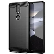 HURTEL Ohišje iz ogljikovih vlaken, prilagodljiv ovitek za Nokia 2.4, črne barve