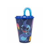 Stor Plastični lonček s pokrovom in slamico Lilo & Stitch, 430ml, 75030