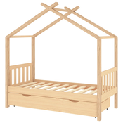 MAISON CHIC Otroška postelja - Otroški ležaj - Otroški posteljni okvir s predalom trdna borovina 80x160 cm, (21698327)