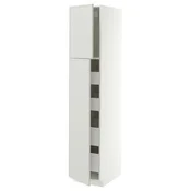 METOD / MAXIMERA Vis.el. s 2 vrata/4 fioke, bela/Aspudden svetlosiva, 40x60x200 cm