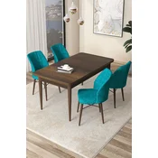 Hanah Home Set Trpezarijski sto i 4 stolice Arp, Tirkizno-braon