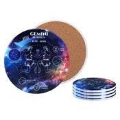 Carmani, 4x keramični podstavki, okrogli - zodiakalni znaki/Dvojčki