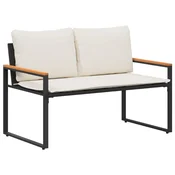 Vidaxl klop z blazino Črna in krem bela 115 x 65 x 72 cm Ratan