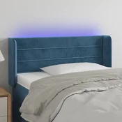 Vidaxl vidaXL Vzglavje postelje z LED diodo temno modro 83x16x78/88 cm žametno
