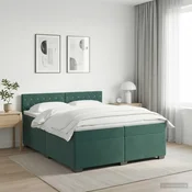 vidaXL Postelja boxspring z vzmetnico Temno zelena 200 x 200 cm Žamet