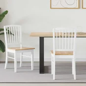 vidaXL Jedilni stoli 2 pcs Bela 50 x 52,5 x 91 cm Masivno gumovo les