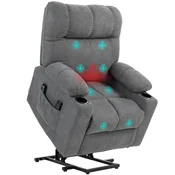 HOMCOM HOMCOM naslonjač s pomočjo pri vstajanju poliester, kovina 91D x 95Š x 109V cm Siva, (5000242869)