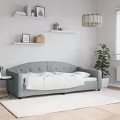 shumee vidaXL Kavč z ležiščem svetlo siv 90x200 cm oblazinjen iz blaga