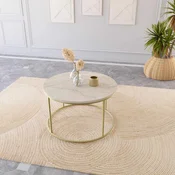 Hanah Home Royal klub sto O 75 cm, zlatna / travertin