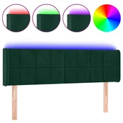 Vidaxl LED posteljno vzglavje temno zeleno 147x16x78/88 cm žamet