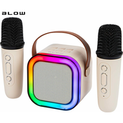 BLOW prenosni RGB Bluetooth karaoke zvočnik, 2x brezžični mikrofon, bež