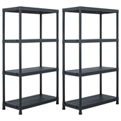 Stalci za pohranu 2 kom crni 60 x 30 x 138 cm plasticni