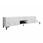 Tv omarica Charlotte 157 Beli marmor, Bela, Z vrati, S predali, 195x48x40cm