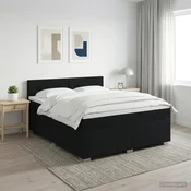 vidaXL Postelja boxspring z vzmetnico Črna 160 x 200 cm Blago