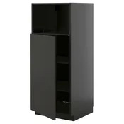 METOD Visoki element za ugradne uredaje, Crnosiva/Nickebo boja antracita, mat, 60x60x140 cm