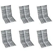 Vidaxl Blazine za vrtne stole 6 kosov sive karo 100x50x3 cm oxford