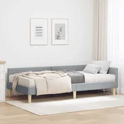 Kutni krevetni okvir s madracem 2 pcs Svijetlo siva tkanina