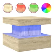 MAISON CHIC Klubska mizica - kavna mizica - Nizka mizica z LED lučkami sonoma hrast 50x50x40 cm, (21752864)