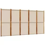Vidaxl vidaXL 5-delna sobna pregrada, sivo-rjava, 350x180 cm