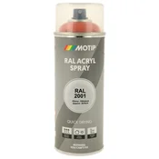 Industrijski akrilni lak sprej RAL HG 400ml Motip - RAL 2001 oranžno rdeča