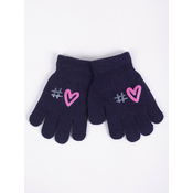 Yoclub Kidss Girls Five-Finger Gloves RED-0012G-AA5A-008 Navy Blue