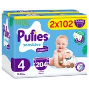 Pelene za bebe Pufies Sensitive - Maxi, velicina 4, 204 komada, 9-14 kg, Mega Pack 2