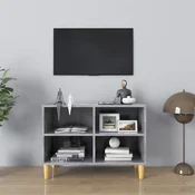 TV ormaric s nogama od masivnog drva boja betona 69,5x30x50 cm