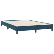 Vidaxl posteljni okvir brez vzmetnice temno modra 140x220 cm žamet