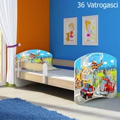 Djecji krevet ACMA s motivom, bocna sonoma 140x70 cm 36 Vatrogasci