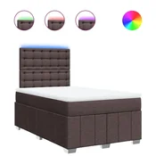 Vidaxl Box spring postelja z vzmetnico temno rjav 120x200 cm blago