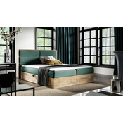 Boxspring postelja Wood 5 - 160x200 cm - hrast lancelot