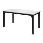 Miza Oswego 137 (Beli marmor + Črna) Črna, Beli marmor, 76x90x160cm, Podaljšanje, Iverna plošča, Kovina