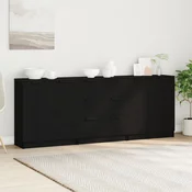 Kreveta 3 pcs Crni hrast 180 x 30 x 70 cm Konstruirano drvo