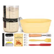 HOME & MARKER Komplet za pripravo droži 1000 ml, steklen kozarec, silikonske košare za vzhajanje, termometer za fermentacijo | SOURBAKER