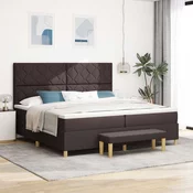 vidaXL vidaXL Vzmetnični ležaj z vzmetnico in klopjo Temno rjava 200x200 cm Tkanina, (22084087)
