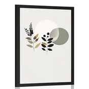 Plakat minimalistični listi z boho ozadjem - 20x30 silver