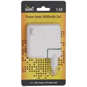 MeanIT Punjac prijenosni za mobitele + LED svjetiljka, 4000mAh – POWER BANK 4000mAh, 3IN1