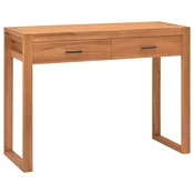 Vidaxl Pisalna miza z 2 predaloma 100x40x75 cm tikovina