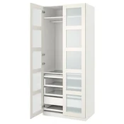 PAX/BERGSBO Garderobni sestav, bela/matirano steklo bela, 100x60x236 cm