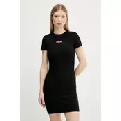 Tommy Jeans Obleka  svetlo roza / črna
