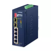 Planet IP40 Industrial 4-Port 10/100BASE-TX 802.3at PoE + 2-Port 1000BASE-X SFP Ring Ethernet Switch