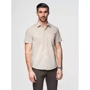 Ombre Mens short sleeve shirt with Cuban collar - dark beige