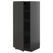 METOD Visoki element s policama, Crnosiva/Upplöv boja antracita, mat, 60x60x140 cm