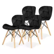 Freja 25-KS011SET Set trpezarijskih plišanih stolica 4 kom crna