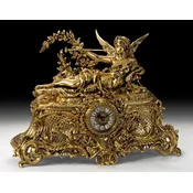Casa Padrino luxury baroque table clock gold 61 x 25 x H. 47 cm - Handmade baroque style bronze clock - Baroque desk clock - Baroque desk decoration - Baroque decorative accessories