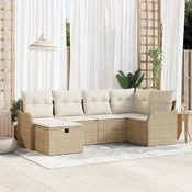 Sjedeća garnitura za vrt 6 kom. Poli ratan Svjetlosiva 232,5 x 122,5 x 85 cm