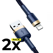 2X LIGHTNING KABEL BASEUS CAFULE LIGHTNING CABLE 200CM NAVY BLUE/GOLD