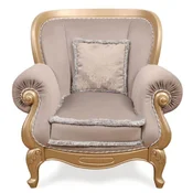 Casa Padrino luxury baroque living room armchair gray/gold - Handmade baroque style armchair - Magnificent luxury living room furniture in baroque style - Baroque furniture - Noble & magnificent